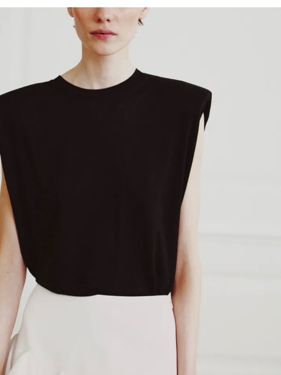 Zara Tops - Zara Black Sleeveless Padded-Shoulder Top